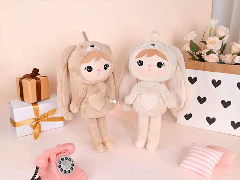 Plush toy rabbit with name cuddly toy rag doll light beige 45 cm image 8