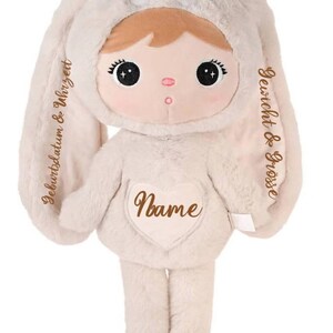 Plush toy rabbit with name cuddly toy rag doll light beige 45 cm image 5