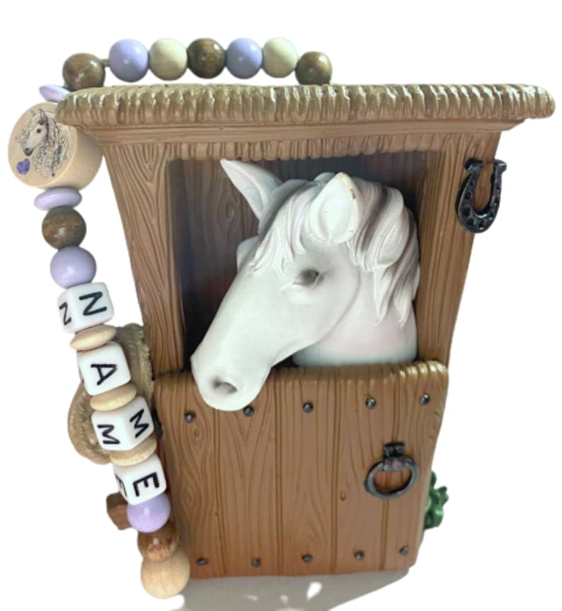 Money box horse in the stable with name, money box, piggy bank, horse white image 8