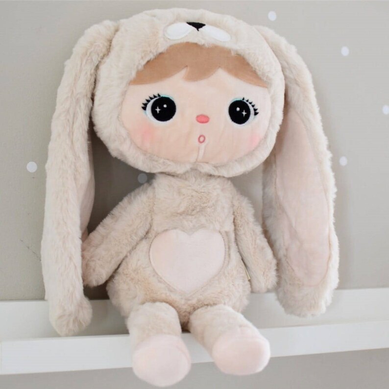 Peluche lapin avec nom peluche poupée de chiffon beige clair 45 cm image 6