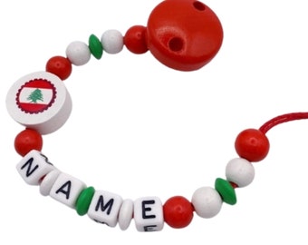 Pacifier chain with name Lebanon flag
