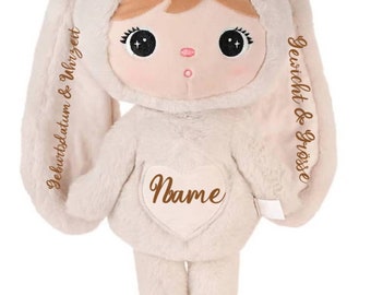 Plush toy rabbit with name cuddly toy rag doll light beige 45 cm