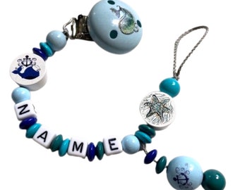 Pacifier chain with the name of sea creatures whale