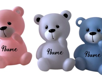 Mini Teddy Night Light avec nom Led Nursery Decoration Teddy Light env. 13,5 cm