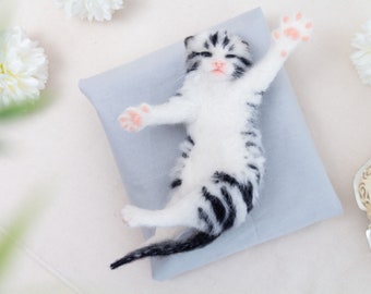CURSO de gatito somnoliento, tutorial de gatito de fieltro con aguja, curso en vídeo, cómo sentir con aguja un gatito completo