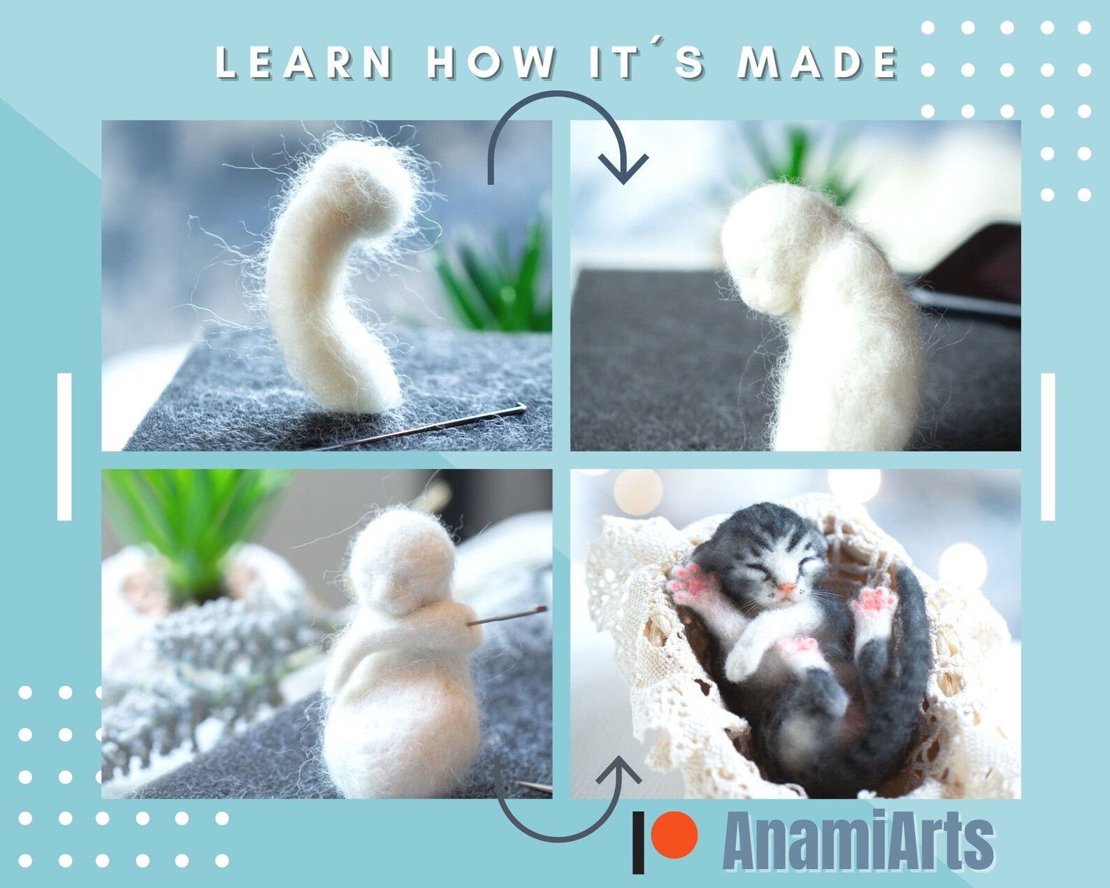 Needle Felting Kitten Tutorial, Felted Cat Tutorial, Video Tutorial