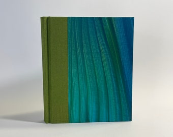 Blue and Green Paste Paper Journal/Sketchbook