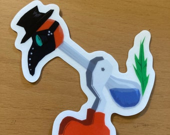 Plaguey the Drinking Bird— 3” Sticker