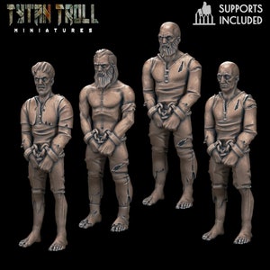 28/32mm, Prisoner Shackled Set, TytanTroll Miniaturen, Dungeon and Dragons, RPG, Dnd, Pathfinder, Captives, Prisoners, Geiseln.