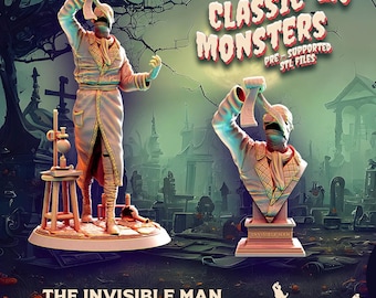 Invisible Man Bust | 32mm-150mm | Resin 3D Printed Horror Bust | D&D / Pathfinder