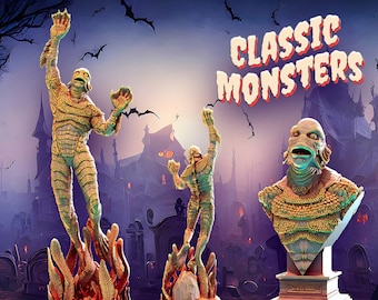 Creature from the Black Lagoon, 150mm, 75mm, 32mm Scale, Bust, Role Playing Games Miniature, WoW, Dungeon and Dragons,, DnD, Classic Movie.