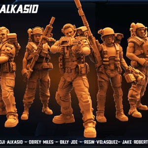 Colonial Marine Fireteam  Alkasid Miniatures by Papsikels Miniatures Dnd, Dungeon and Dragon Mini, Tabletop Miniature, Soldiers, Sci Fi.