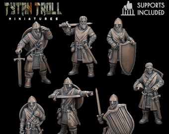 28/32mm Scale, Men At Arms Pack 2 Deal, Medium Miniatures, TytanTroll Minitures, Dungeon and Dragons, RPG, Dnd, Pathfinder, Guards.