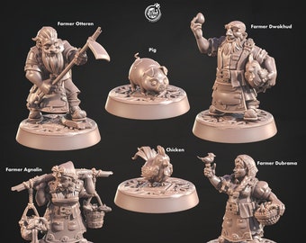 32mm, Dwarven Brewcrop Farmers, Dwarven Legacy, CastnPlay miniatures , Role Playing Games Miniature, WoW, Dungeon and Dragons, RPG, DnD.