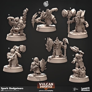 Spark Gadgeteers, Vulcan Dwarves,  CastnPlay, Large miniatures , Role Playing Games Miniature, Dungeon and Dragons, Dwarves.