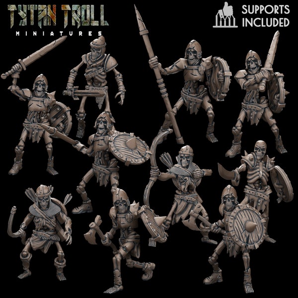 28/32 mm, oferta de paquete de esqueletos blindados, miniaturas medianas, miniaturas TytanTroll, mazmorras y dragones, RPG, Dnd, Pathfinder, esqueletos