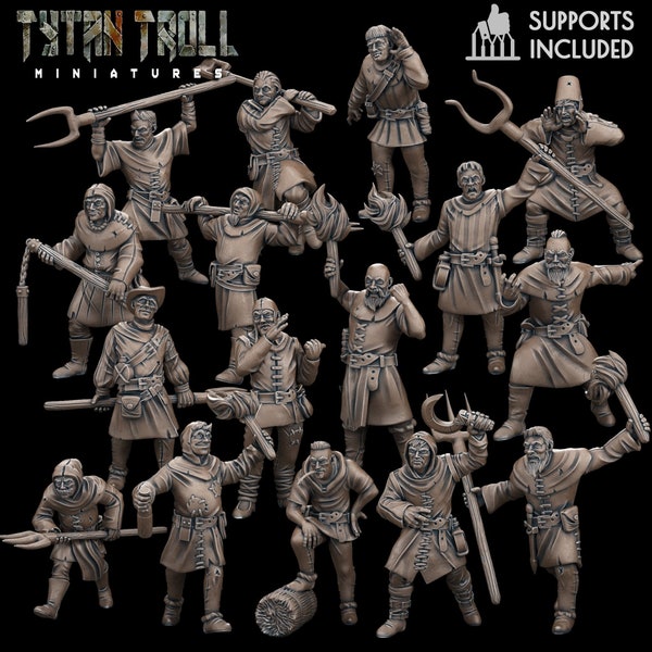 32mm, The  Massive Village Mob Bundle 1 and  2, Medium Miniatures, TytanTroll Miniatures, Dungeon and Dragons, RPG, Dnd, Pathfinder.