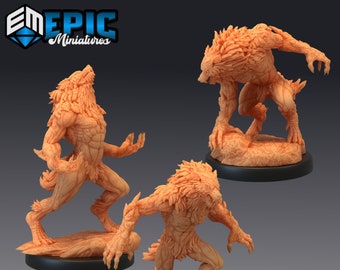 Werewolf Brute 1674-1676, Medium Miniature, Epic miniature, Dungeon and Dragons, RPG, Dnd, Pathfinder, monsters, Caves of despair