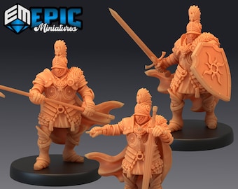 Castle Knight Miniature Set | 28mm-32mm | 3D Printed Resin Castle Knights / Paladin Guards for D&D / Pathfinder | RPG Tabletop