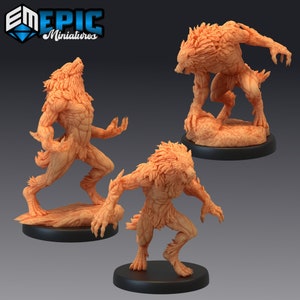 Werewolf Brute 1674-1676, Medium Miniature, Epic miniature, Dungeon and Dragons, RPG, Dnd, Pathfinder, monsters, Caves of despair