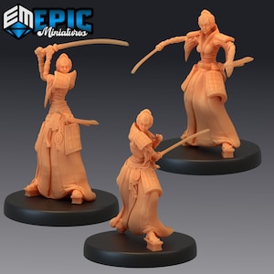 Female Samurai 1657-1659, Medium Miniature, Epic miniature, Dungeon and Dragons, RPG, Dnd, Pathfinder, monsters,