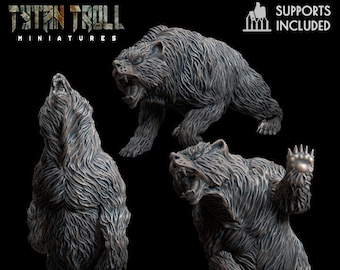 28/32mm, Wild Bear Pack, Large Miniatures, TytanTroll Minitures, Dungeon and Dragons, RPG, Dnd, Pathfinder, Beasts, Maneaters