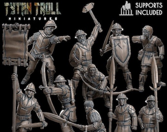 City Guards Miniatures Bundle | 28mm-32mm | Resin 3D Printed Guards | D&D / Pathfinder