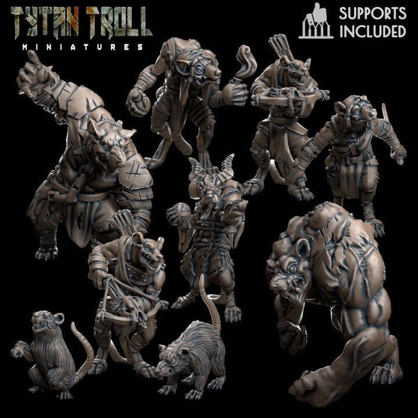 28/32mm, The Ratpack Bundle 2, Medium Miniatures, TytanTroll Minitures, Dungeon and Dragons, RPG, Dnd, Pathfinder, Vermin, Rats