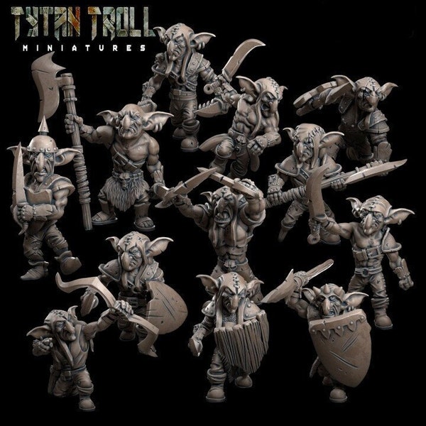 Oferta de paquete Goblin Raider de 28/32 mm, miniaturas medianas, miniaturas TytanTroll, mazmorras y dragones, RPG, Dnd, Pathfinder, Gobliins