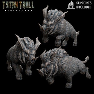 Wild Boar Miniature Pack by Tytan Troll, 28mm & 32mm Scale, Giant Boar, Dire Boar, Orc Boar, DnD, Wargaming Miniatures, Fantasy Miniature