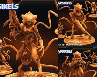 Miniature di invasori alieni Outworld / 28 mm-32 mm / Invasori alieni fantascientifici stampati in 3D in resina / Wargaming fantascientifico