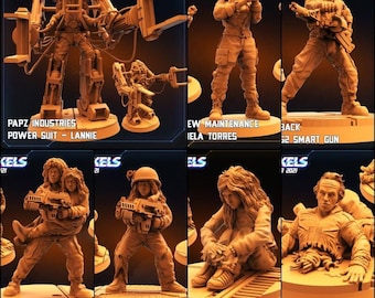 Alien Cargo Hold Drama Miniatures by Papsikels Miniatures Dnd, Dungeon and Dragon Mini, Tabletop Miniature, Space Crew, Sci Fi.