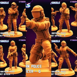 PCPD District Police Officer Squad B Miniatures by Papsikels Miniatures Dnd, Dungeon and Dragon Mini, Tabletop Miniature, Law Enforcers.