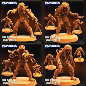 Iron Blood Clan Skull Hunters Miniatures by Papsikels Miniatures Dnd, Dungeon and Dragon Mini, Tabletop Miniature, Aliens, Sci Fi.