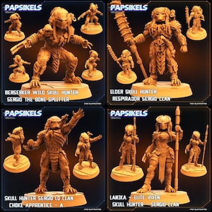 Skull Hunter Miniatures by Papsikels Miniatures Dnd, Dungeon and Dragon Mini, Tabletop Miniature, Aliens, Sci Fi.