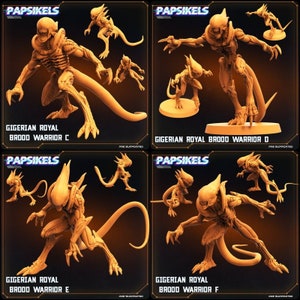 Miniature Alien Brood Warriors di Papsikels Miniatures Dnd, Dungeon and Dragon Mini, miniature da tavolo, alieni, fantascienza.