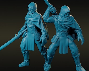 28mm and 32mm scale Assassin Miniatures perfect for any tabletop miniature game, Dnd miniatures, miniature Ninja, Miniature fighter