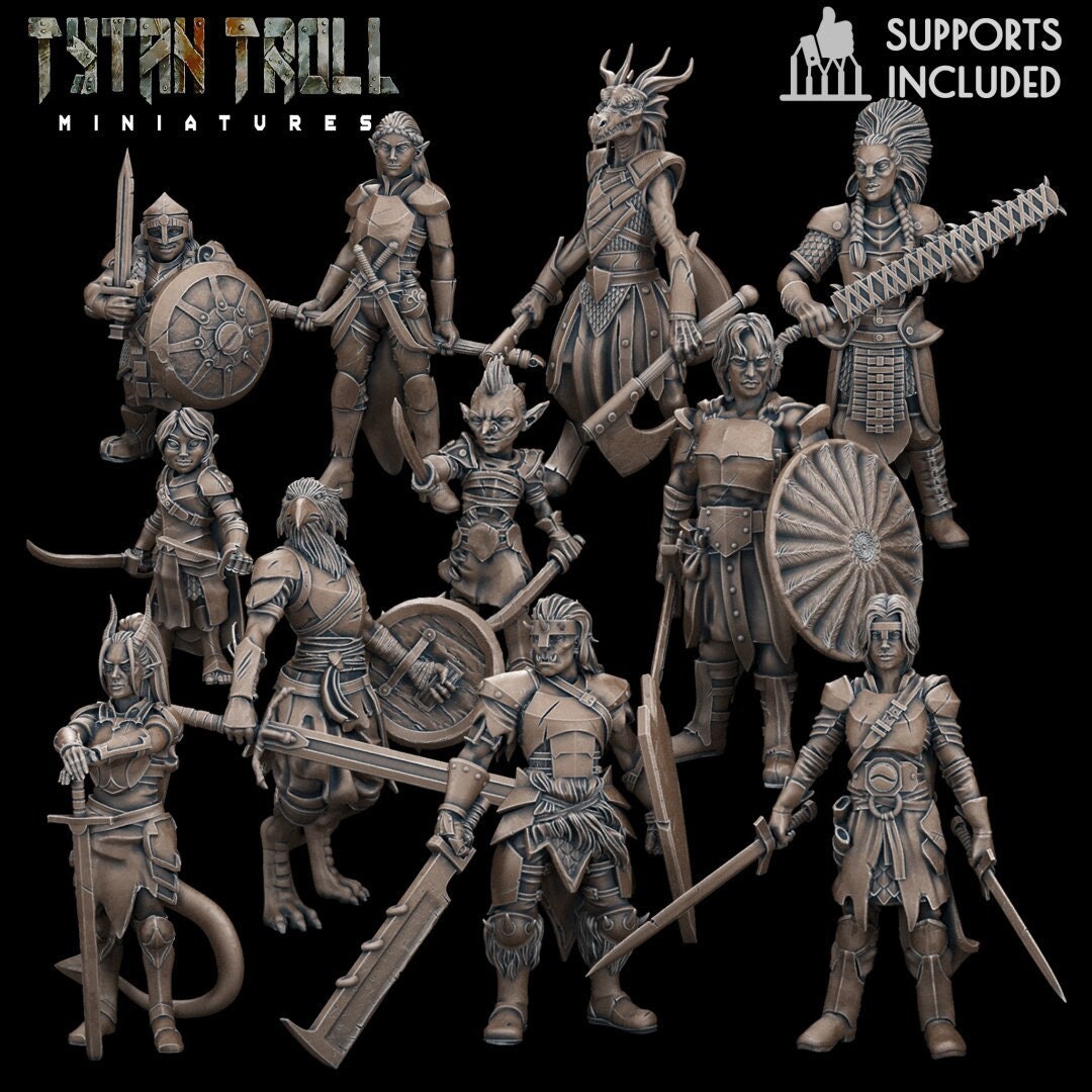 Rpg Races Female Female Heroes of the Races Miniature Set, D&D Tabletop RPG, 28/32mm ...