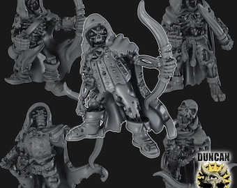Ensemble de figurines archer squelette | 28 mm-32 mm | Archers squelettes morts-vivants en résine imprimés en 3D pour D&D / Pathfinder | RPG de table