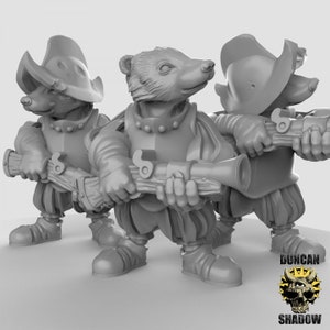 D0004-D0006 Badger-folk, Badger Sniper, Dnd Badgerfolk, Scientist Badger, Ranger badge, Badger, badger Miniature, Dnd Badger folk