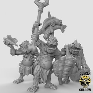 Koa Toa Fish Folk, Fischvolk Miniatur, Set 7 Miniature von Duncan Shadow Dnd, Dungeon and Dragon Mini, Tabletop Miniatur, Fantasy