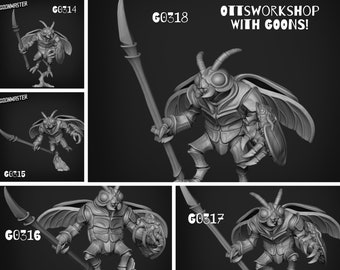 Beetlefolk Spearmen Miniatures | 28mm-32mm | Resin 3D Printed Beetlefolk Warriors | D&D / Pathfinder