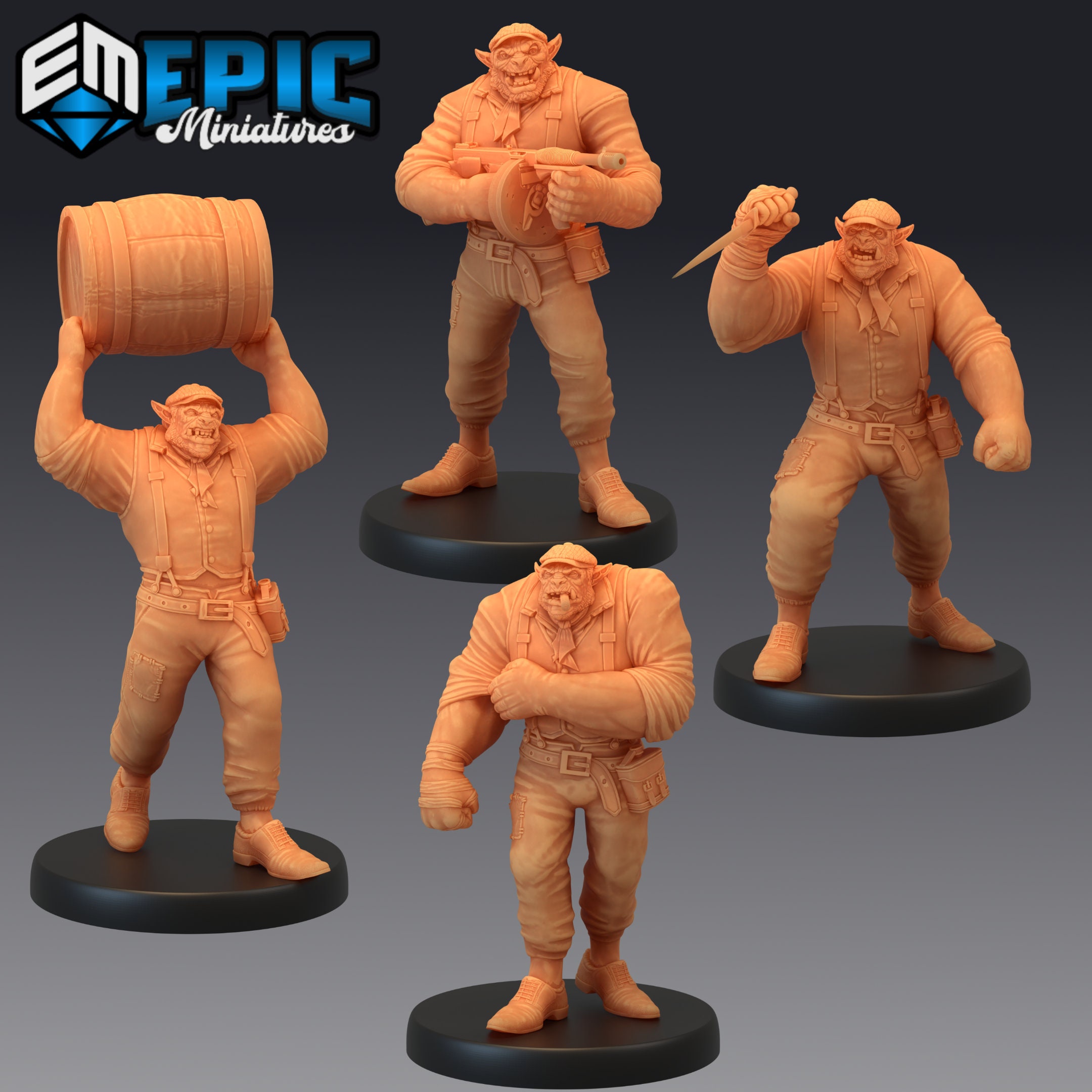 Orc Henchman 2126-2129, Medium Miniature, Epic miniature, Dungeon and Dragons, RPG, Dnd, Pathfinder, monsters, Dnd Gang, d20 modern