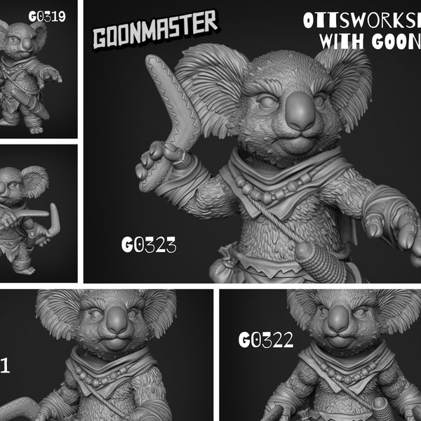 Koala-folk by Goon Miniatures for Dungeons and Dragons and Tabletop Gaming - Highly Detailed Resin Figure, Dnd Mini, Koala miniatures