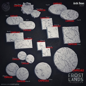 Arctic Bases, Cast & Play, Dungeon and Dragons, RPG, Dnd, Pathfinder, Dnd, Scenery, Ice Base, 25mm/35mm/50mm/75mm/Oval/Pill/Rectangle Bases