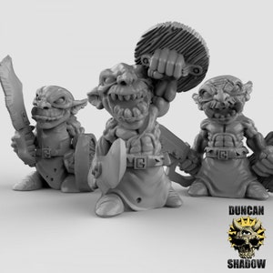 D0137-D0139, Medum Minature Duncan Shadow Goblin swordman, Goblin fighter, Goblin guard, Goblin cult, Goblin cultist, Goblin Leader