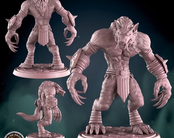 Wild Werewolf Miniature | 28mm-32mm | 3D Printed Resin Fantasy Mini for D&D / Pathfinder