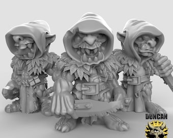 Conjunto de Miniaturas de Cultistas Goblins | 28 mm-32 mm | Cultistas/Guerreiros Goblins em Resina (sem pintura) para D&D/Pathfinder | RPG de Mesa