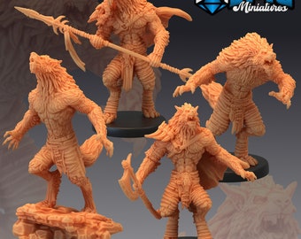 Werewolf Miniature Set | 28mm-32mm | 3D Printed Resin Werewolf Brutes / Lycanthrope Monsters for D&D / Pathfinder | RPG Tabletop