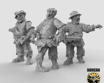 Townfolk Zombie Miniature Set | 28mm-32mm | 3D Printed Resin Townfolk Zombies / Undead Horde for D&D / Pathfinder | RPG Tabletop